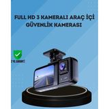 Oneol Yayınevi 360° Kapsama Sahip Full Hd Araç Kamerası 3’lü Kayıt Gece Görüşlü Dashcam - 1OL8416-5376 - Renkli