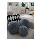 oneplise Antrasit 3'lü Set 42/25 XXL Boy Welsoft Kumaş Dekoratif Top Kırlent Yastık Büyük ve Küçük Boy Takım