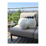 oneplise Ekru 3'lü Set | 42/25 cm XXL Boy Welsoft Kumaş Dekoratif Top Kırlent Yastık Büyük ve Küçük Boy Takım