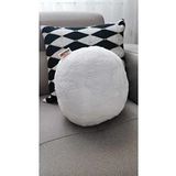 Oneplise Ekru Peluş Top Kırlent Yastık 42 cm Yuvarlak Modern Desenli 1 Adet