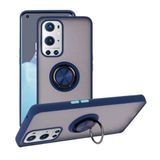 OnePlus 9 Pro Uyumlu Kılıf Yüzüklü Standlı Extra Darbe Koruma Sert Silikon Kapak - Lacivert