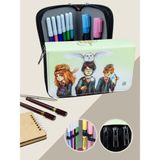 OneSize Kalem Kutusu Anime-Manga Harry Potter Temalı Orginazer Üç Bölmeli Vegan Deri (Kalemlik) - Renkli - Standart
