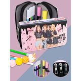 OneSize Kalem Kutusu Black Pink Blink Orginazer Vegan Deri Üç Bölmeli (Kalemlik) - Renkli - Standart