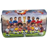 OneSize Kalem Kutusu Futbol Desen Orginazer Üç Bölmeli Vegan (Kalemlik) - Renkli - Standart