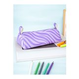 OneSize Kalem Kutusu Pastel Lila Zebra Üçgen Tasarım Vegan Deri (Kalemlik ve Makyaj Çantası)