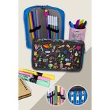 OneSize Kalem Kutusu Science Kids Kawaii Desen Orginazer Üç Bölmeli Vegan Deri (Kalemlik) - Renkli - Standart