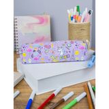 OneSize Kalem Kutusu Unicorn-Flamingo Kawaii Desen Kare Tasarım Vegan Deri - Renkli - Standart