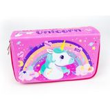 OneSize Kalem Kutusu Unicorn Orginazer Vegan Deri Üç Bölmeli (Kalemlik) - Renkli - Standart