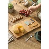 Onetick 4 Parça Bambu Peynir Kesme Sunum Tahtası Bıçak Seti | 38x17cm
