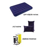 Onetick Çift Kişilik Kamp Şişme Yatak Yastık Şişirme Pompa Seti