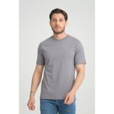 OneZero Erkek Gri Bisiklet Yaka T-Shirt Rahat Kalıp Regular %100 Pamuk
