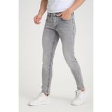 OneZero Erkek Kot Pantolon Düğmeli Tırnaklı Açık Kar Yıkama Gri Dar Kesim Skinny Fit Jeans
