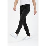 OneZero Erkek Lycralı Kot Pantolon Siyah Destroy Dar Kesim Skinny Fit Düğmeli Jeans