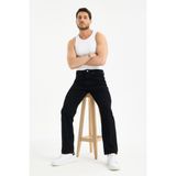OneZero Erkek Lycrasız Baggy Kot Pantolon Rahat Giyim Fermuarlı Dekploy Jeans - Siyah - 31