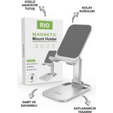 ONFA TEKNOLOJİ Katlanabilir Manyetik Masaüstü Telefon ve Tablet Standı - Gümüş
