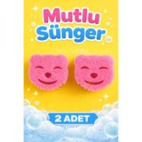 ongu home 2'li Bulaşık Süngeri Sponge Çift Taraflı Gülen Yüz Sünger Sihirli Sünger Çok Amaçlı Temizlik Süngeri