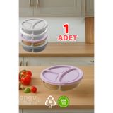 ongu home Diyet Saklama Kabı 3 Bölmeli Smart Yuvarlak Pratik Plastik Taşınabilir Beslenme Kutusu Kahvaltı Kabı