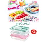 ongu home Diyet Saklama Kabı 3 Bölmeli Taşınabilir Smart Dikdörtgen Beslenme Kutusukabı (1 ADET)