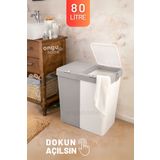 ongu home Ikili Kirli Sepeti Dokunmatik Kapaklı Çamaşır Sepeti (80LT)