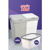 ongu home Ikili Set Çeyiz Seti Ikili Kirli Sepeti Çamaşır Selesi (BEYAZ-GRİ)