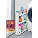 ongu home Slim Raf 3 Katlı Çok Amaçlı Tekerlekli Raf (BEYAZ)