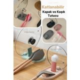 ongu home Tencere Kapak Tutucu Ve Kaşıklık Tencere Kapağı Standı Kaşık Kepçe Altlığı Katlanabilir Düzenleyici