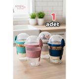 ongu home Yoğurt Yulaf Müsli Diyet Saklama Kabı Pratik Taşınabilir Kaşıklı Ve Kapaklı Depolu Bardak