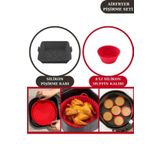 Onikiden Airfryer Silikon Kare Pisirme Kabi Ve 6’Li Kek Muffin Kalibi Set- Hava Fritozleriyle Uyumlu
