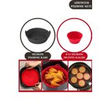 Onikiden Airfryer Silikon Pisirme Kabi Ve 6’Li Kek Muffin Kalibi Set- Tum Hava Fritozleriyle Uyumlu