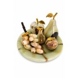 Oniks Doğal Taş 6 İnç Düz Tabak ve Meyve Seti | Feng Shui Dekoratif Meyve Biblo Seti | El Yapımı Ev & Ofis Dekoru
