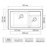 Onix 2B 765 Granit Super Whıte Eviye