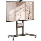 ONKRON Mobil TV Sehpası 55-90 inç, 165 pound'a kadar, max VESA 800x600, Bej | TV tekerlekli araba yüksekliği ayarlanabilir 40 "-61", metal AV-raf, web kamerası rafı, kilitleme tekerlekleri; ofis