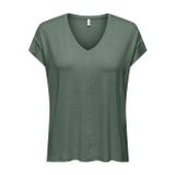 ONLCARRIE S/S STITCH GLITTER TOP JRS Kadın Yeşil T-Shirt - 15369279