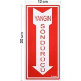 Önlemiş Önlem Iş Yangın Söndürücü Yön Levhası 12X30 cm – Dekota Üzeri Folyo Baskı – Yangın Tüpü Yönlendirme Tabelası - 12 x 30 cm