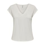 Onlfree S/S Modal V-Neck Noos Kadın T-Shirt - 15287041 Krem XL