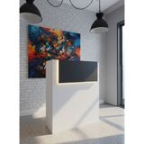 Online Fırsat Mutlu Ol Mutlu Kal Resital Ledli Karşılama Bankosu G-90 cm Ofis Kasa Resepsiyon Masası BANKO-003-4-1