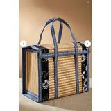 Online Kapında Stil Modern Piknik Dokuma Sepet Hasır Saklama Çantası Kapaklı Bambu Örgülü Sepet Organizer - 1