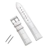 Online Kordon Fossil Saat Uyumlu Croco Baskılı Beyaz Renk Deri Saat Kordonu Kayışı - 26 mm