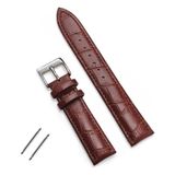 Online Kordon Fossil Saat Uyumlu Croco Baskılı Kahverengi Renk Deri Saat Kordonu Kayışı - 14 mm