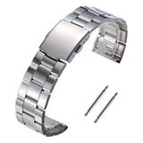 Online Kordon Silver Gümüş Paslanmaz Çelik Metal Saat Kordonu Kayışı - 22 mm