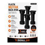 Online Masall AVM Mutfak baza ayak 10mm plastik 4 adet siyah dolap,şifonyer,komidin,vestiyer,konsol ve mutfak dolabı
