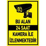 online shopping dsg store 24 Saat Güvenlik Kamerası Uyarı Sarı Siyah Kendinden Yapışkanlı Folyo Ebat A4