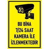 online shopping dsg store 7/24 Güvenlik Kamerası Uyarı Sarı Siyah Kendinden Yapışkanlı Folyo Ebat A4