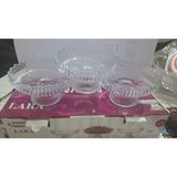 Onlinekapında 3 Lü Ayaklı Cam Tabak Sunumluk Servis Tabağı Kase 12CM - 3 Adet