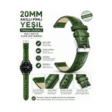 onlinekordon 20mm Yeşil Krokodil Baskılı Deri Saat Kordonu Akıllı Pimli 46mm Saat Uyumlu Kayış