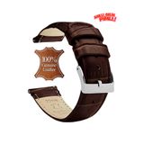 onlinekordon ⌚ 22mm Kahverengi Krokodil Desenli Hakiki Tek Parça Deri Saat Kordonu Kayışı 46mm