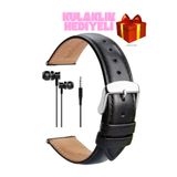 onlinekordon Fossil 22mm Saat Uyumlu Akıllı Pimli Siyah Renk Klasik Model Deri Saat Kordonu Kayışı