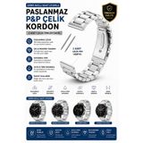 onlinekordon Huawei Watch GT 2 Pro Uyumlu Siyah Paslanmaz PNP Çelik 22mm Metal Akıllı Saat Kordonu