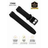 onlinekordon Swatch Içten Içe 17mm Uyumlu Siyah Silikon Saat Kordonu Kayışı