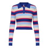 Onlkarol Ls Crop Rıb Button Polo Cc Knt Kadın Mavi Kazak - O15340979